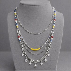Premier Designs Jess Multi-Strand Necklace Silver NWOT 18"-38" adjustable #460